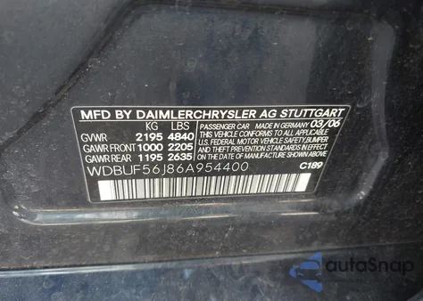 2006 Mercedes-Benz E 350 from USA, damaged, VIN WDBUF56J86A954400